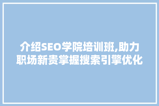 介绍SEO学院培训班,助力职场新贵掌握搜索引擎优化方法 服务器/数据库