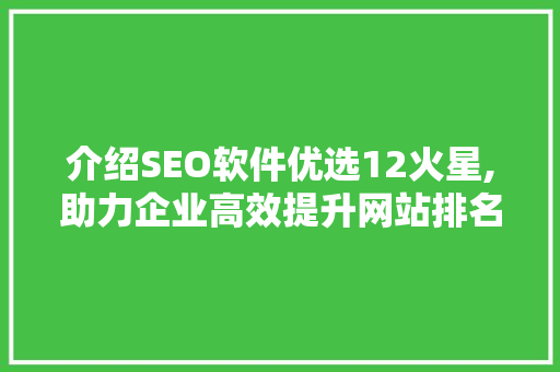 介绍SEO软件优选12火星,助力企业高效提升网站排名的秘密武器