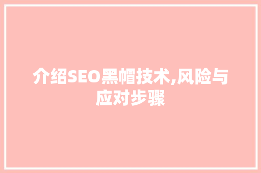 介绍SEO黑帽技术,风险与应对步骤