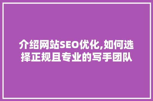 介绍网站SEO优化,如何选择正规且专业的写手团队