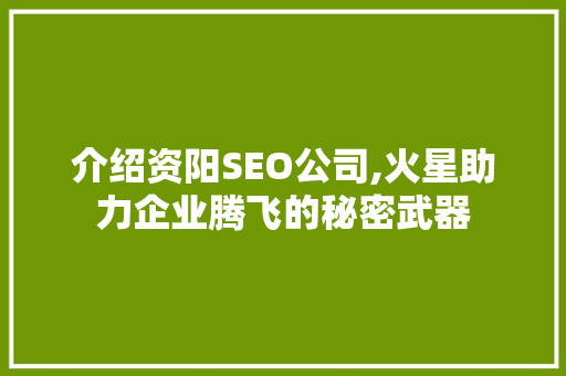 介绍资阳SEO公司,火星助力企业腾飞的秘密武器