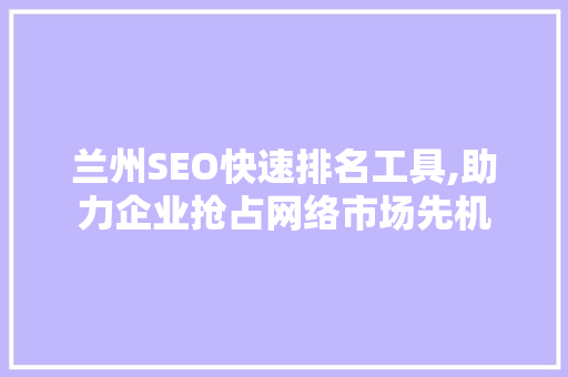 兰州SEO快速排名工具,助力企业抢占网络市场先机 建站教程