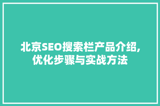 北京SEO搜索栏产品介绍,优化步骤与实战方法 Web前端
