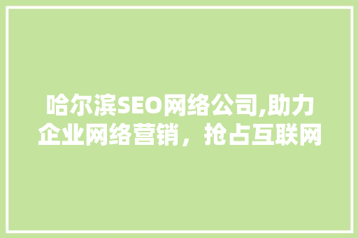 哈尔滨SEO网络公司,助力企业网络营销，抢占互联网市场先机