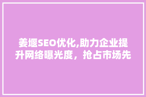 姜堰SEO优化,助力企业提升网络曝光度，抢占市场先机 SEO教程