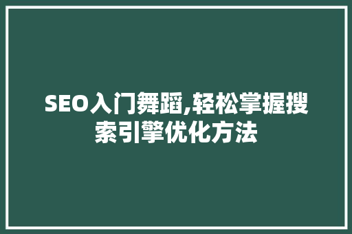 SEO入门舞蹈,轻松掌握搜索引擎优化方法