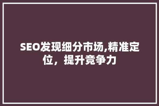 SEO发现细分市场,精准定位，提升竞争力 友链在线