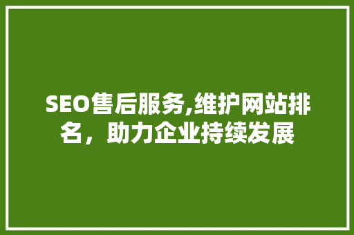 SEO售后服务,维护网站排名，助力企业持续发展 SEO教程