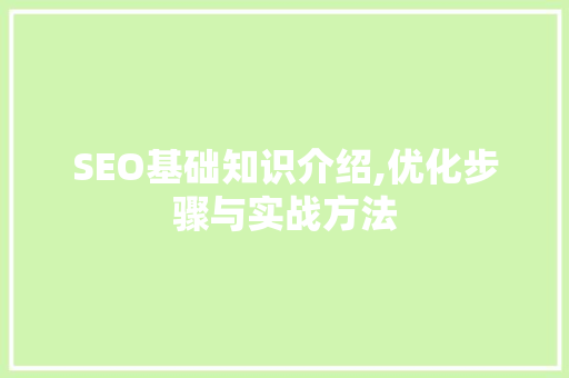 SEO基础知识介绍,优化步骤与实战方法