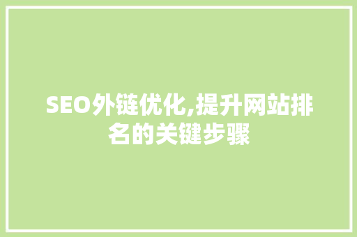 SEO外链优化,提升网站排名的关键步骤