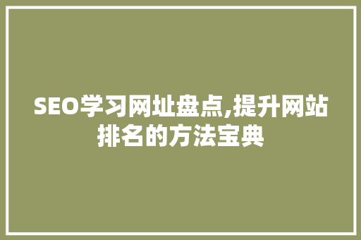 SEO学习网址盘点,提升网站排名的方法宝典