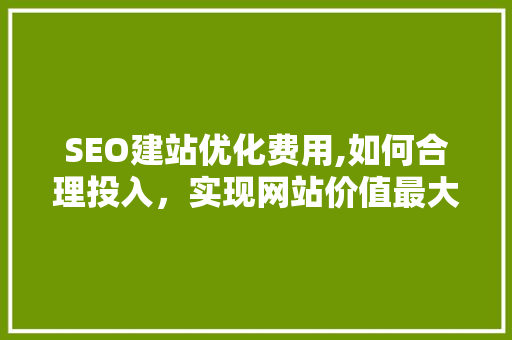 SEO建站优化费用,如何合理投入，实现网站价值最大化 建站教程