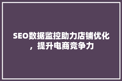 SEO数据监控助力店铺优化，提升电商竞争力 服务器/数据库