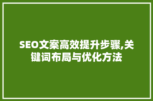 SEO文案高效提升步骤,关键词布局与优化方法 WordPress教程