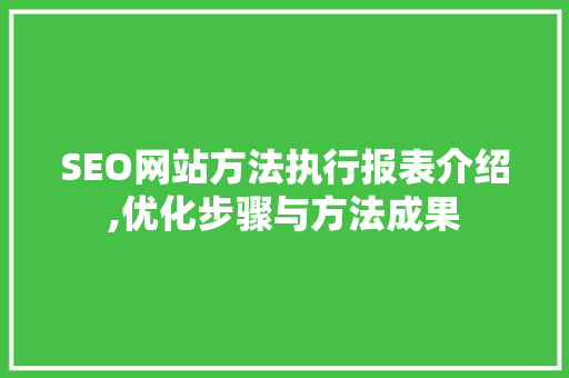 SEO网站方法执行报表介绍,优化步骤与方法成果 WordPress教程