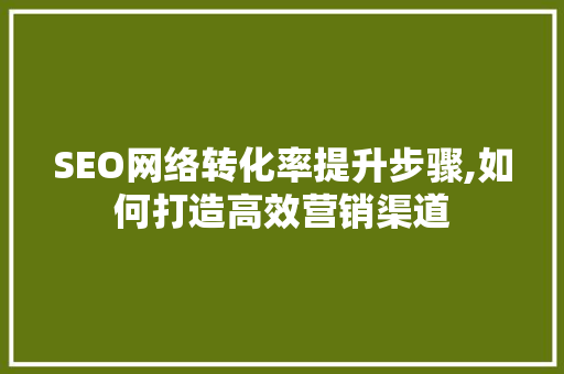 SEO网络转化率提升步骤,如何打造高效营销渠道
