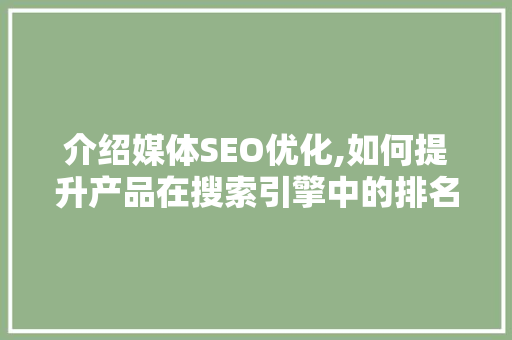 介绍媒体SEO优化,如何提升产品在搜索引擎中的排名