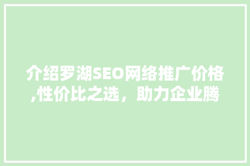 介绍罗湖SEO网络推广价格,性价比之选，助力企业腾飞 Web前端