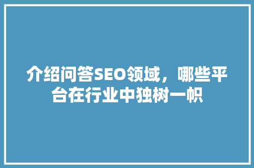 介绍问答SEO领域，哪些平台在行业中独树一帜