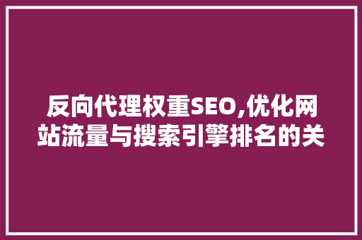 反向代理权重SEO,优化网站流量与搜索引擎排名的关键步骤 建站教程