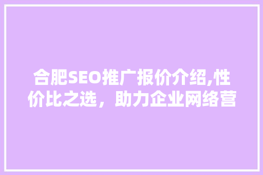 合肥SEO推广报价介绍,性价比之选，助力企业网络营销腾飞
