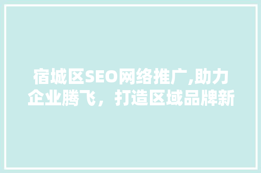 宿城区SEO网络推广,助力企业腾飞，打造区域品牌新高度