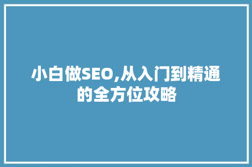 小白做SEO,从入门到精通的全方位攻略 WordPress教程