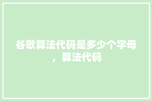 谷歌算法代码是多少个字母，算法代码