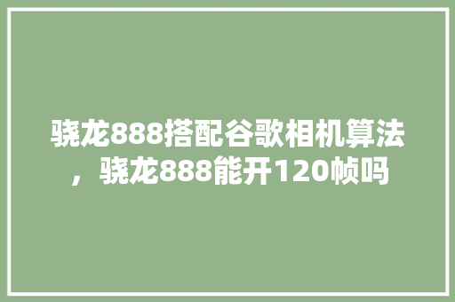 骁龙888搭配谷歌相机算法，骁龙888能开120帧吗