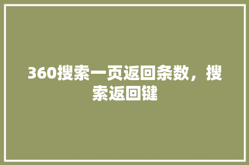 360搜索一页返回条数，搜索返回键