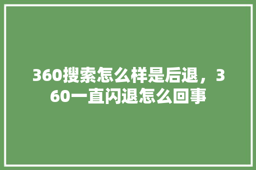 360搜索怎么样是后退，360一直闪退怎么回事 SEO教程