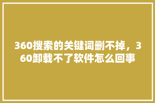 360搜索的关键词删不掉，360卸载不了软件怎么回事 友链在线