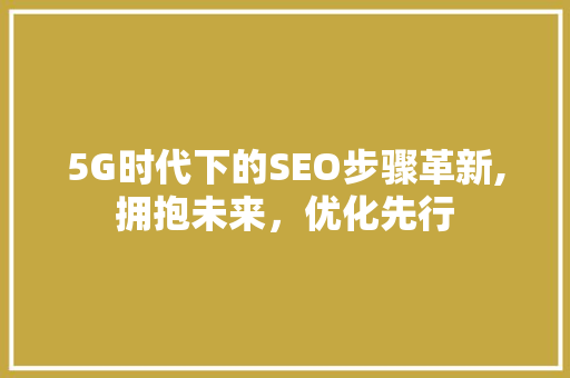 5G时代下的SEO步骤革新,拥抱未来，优化先行 Web前端