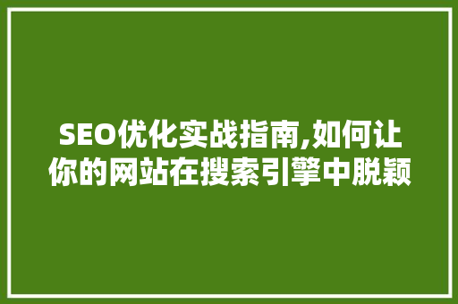 SEO优化实战指南,如何让你的网站在搜索引擎中脱颖而出