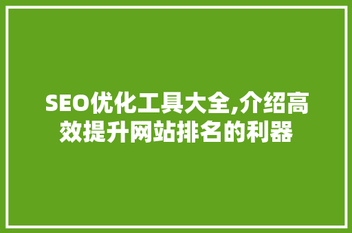 SEO优化工具大全,介绍高效提升网站排名的利器