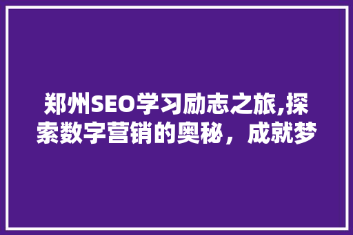 郑州SEO学习励志之旅,探索数字营销的奥秘，成就梦想人生 建站教程
