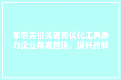 孝感竞价关键词优化工具助力企业精准营销,提升品牌影响力 孝感竞价关键词优化工具助力企业精准营销,提升品牌影响力