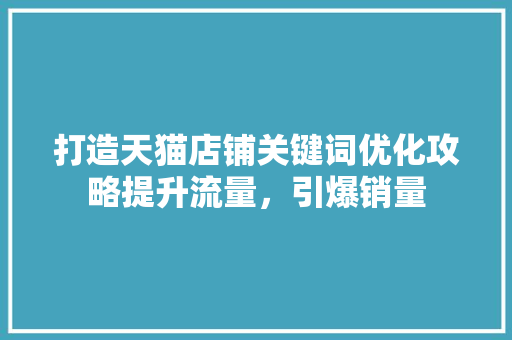 打造天猫店铺关键词优化攻略提升流量，引爆销量