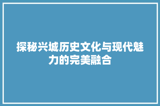 探秘兴城历史文化与现代魅力的完美融合 WordPress教程