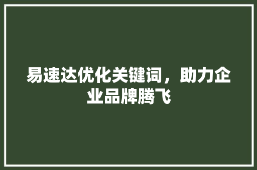 易速达优化关键词，助力企业品牌腾飞 服务器/数据库