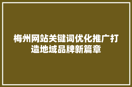 梅州网站关键词优化推广打造地域品牌新篇章