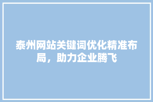 泰州网站关键词优化精准布局，助力企业腾飞