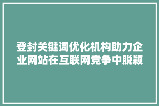 登封关键词优化机构助力企业网站在互联网竞争中脱颖而出