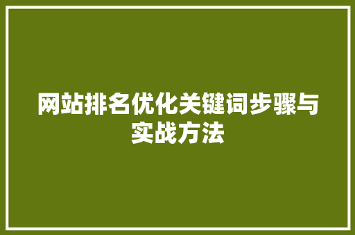 网站排名优化关键词步骤与实战方法