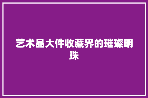 艺术品大件收藏界的璀璨明珠