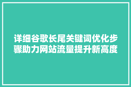 详细谷歌长尾关键词优化步骤助力网站流量提升新高度