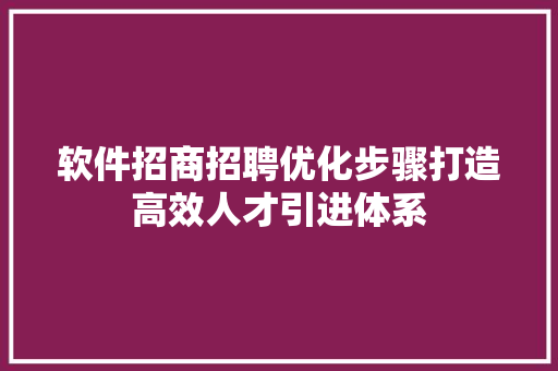 软件招商招聘优化步骤打造高效人才引进体系 友链在线