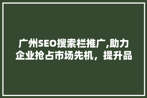 广州SEO搜索栏推广,助力企业抢占市场先机，提升品牌影响力
