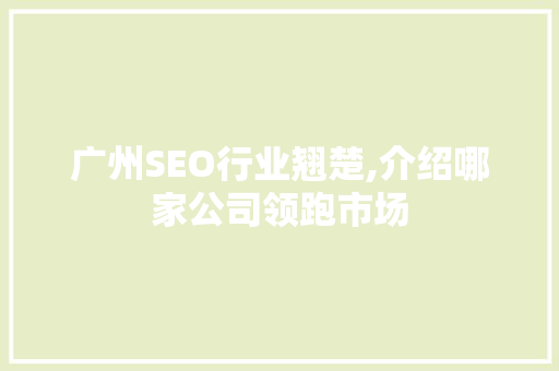 广州SEO行业翘楚,介绍哪家公司领跑市场