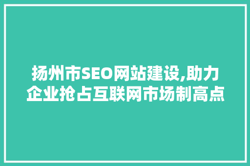 扬州市SEO网站建设,助力企业抢占互联网市场制高点